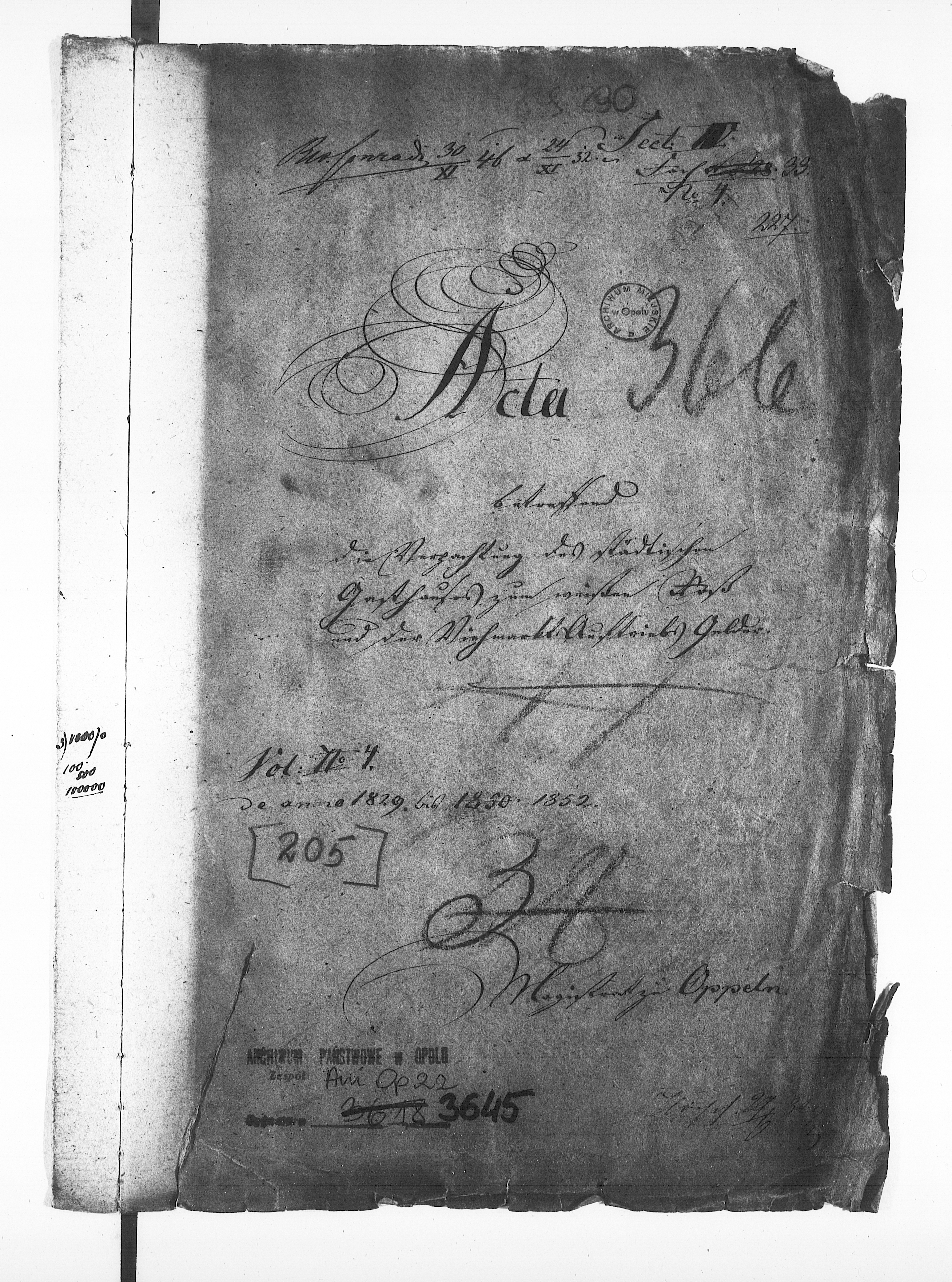 Obraz 4 z jednostki "Acta betreffend die Verpachtung des städtischen Gasthauses zum weissen Ross und der Viehmarkt Auftriebs-Gelder. Vol. II de anno 1829 bis 1852"