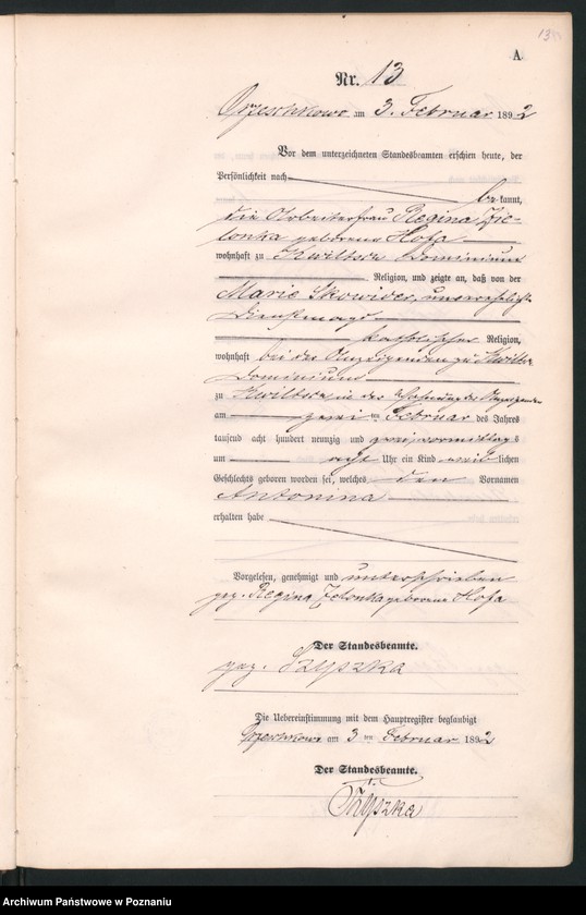 Obraz 16 z jednostki "Księga urodzeń"