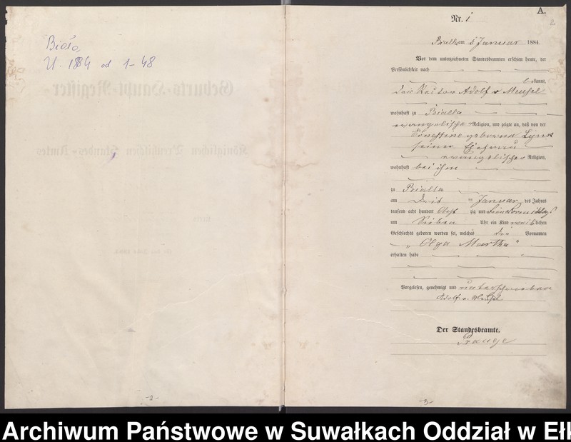 image.from.unit.number "Geburts-Haupt-Register des Königlichen Preussischen Standes-Amtes Bialla Kreis Johannisburg"