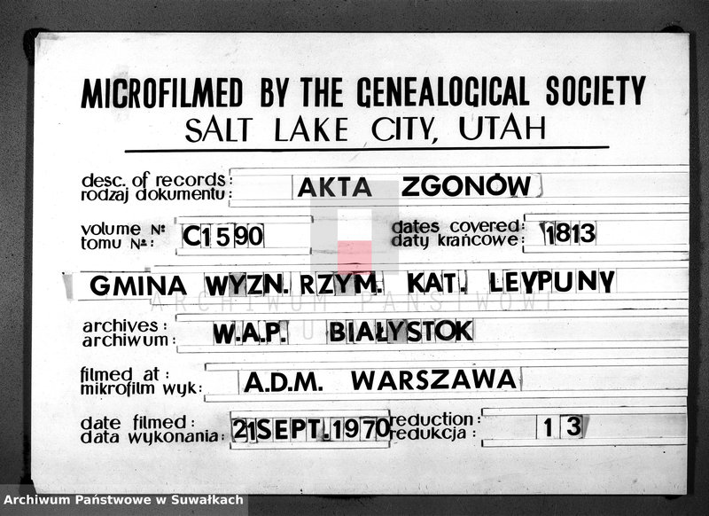 image.from.unit.number "Księga Aktów Cywilnych Zeyścia Gminy Leypuńskiej od 1 Stycznia 1813 Roku"