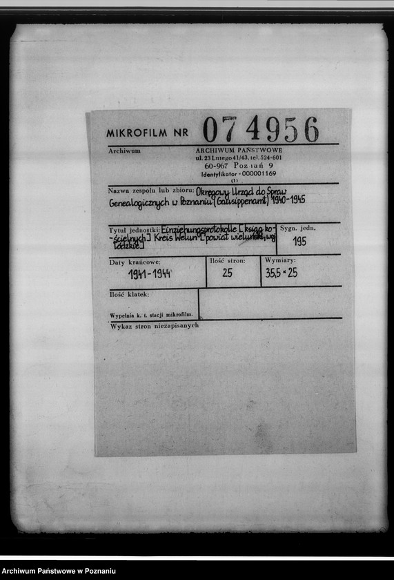 image.from.unit.number "Einziehungsprotokolle [ksiąg kościelnych] Kreis Welun [powiat wieluński, województwo łódzkie]"