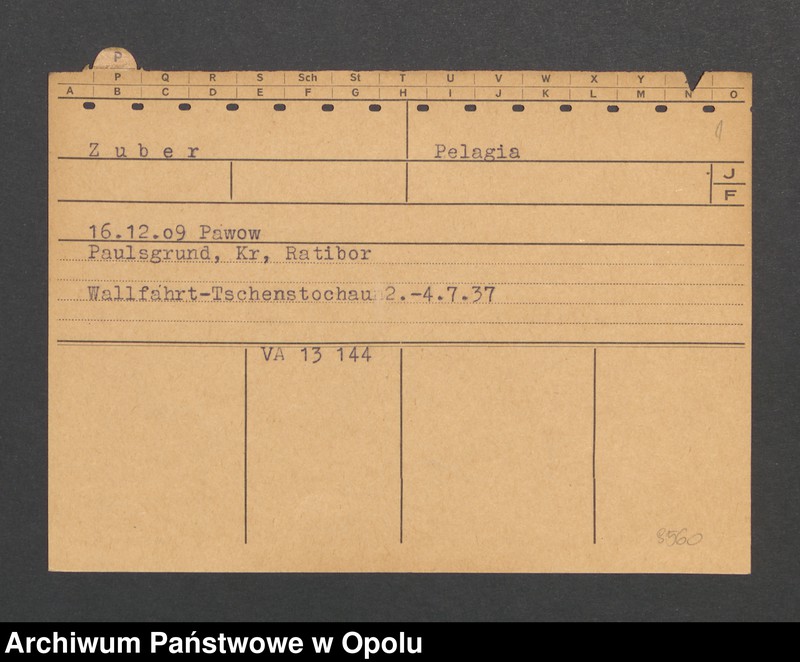 Obraz 3 z jednostki "[Zuber Pelagia, ur. 16.12.1909 Pawow [Pawlau]"