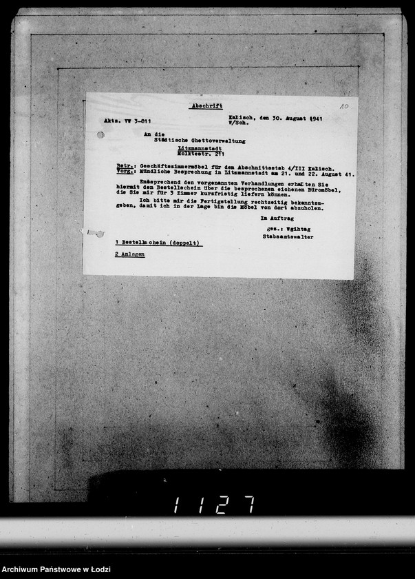 Obraz 14 z jednostki "Konto 00, Komm.221-240. [Rachunki i potwierdzenia odbioru mebli biurowych, kuchennych]"