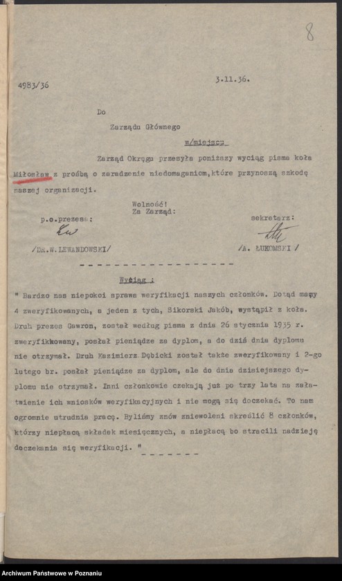 Obraz 13 z jednostki "Miłosław, powiat Września - akta koła."