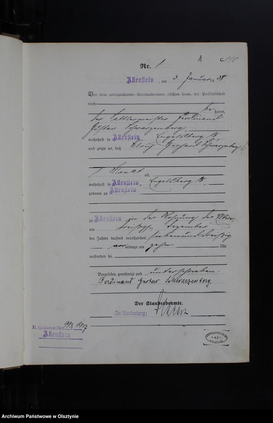 image.from.unit.number "Sterbe-Haupt-Register Tom I, Nr 1-381"