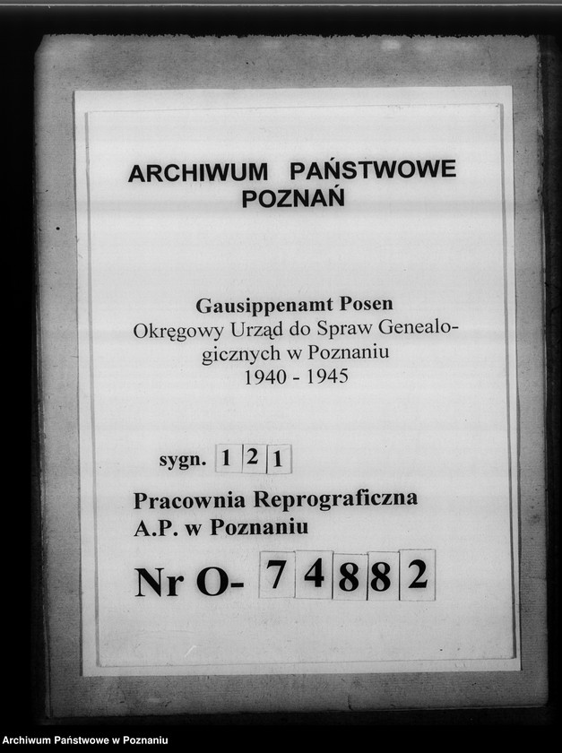 Obraz 1 z jednostki "Arbeitsbesprechung der Sippenamtsleiter in Gostingen [Gostyń, porządek obrad i sprawozdanie z zebrania kierowników powiatowych urzędów do spraw genealogicznych z terenu województwa poznańskiego]"