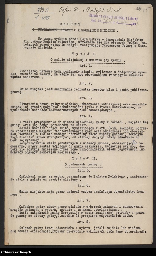 image.from.unit.number "Dekrety (wydawane przez Naczelnika Państwa), tom I"