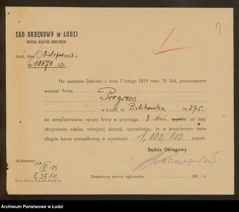 Obraz 3 z jednostki "Sz. I M. Bracia Domb- wyrób i sprzedaż gotowych ubrań"