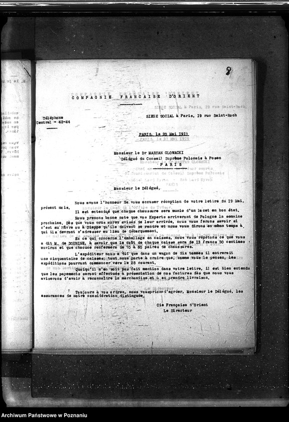 Obraz 13 z jednostki "[Różne papiery i korespondencje dot. Spraw załatwianych przez polskich przedstawicieli handlowych w Paryżu]"