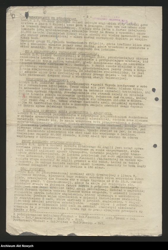 image.from.unit.number "Wiadomości Codzienne Organizacji "Miecz i Pług", Wydawca: Miecz i Pług, Warszawa, wydawane od III.19041 r do VII.1944 r."