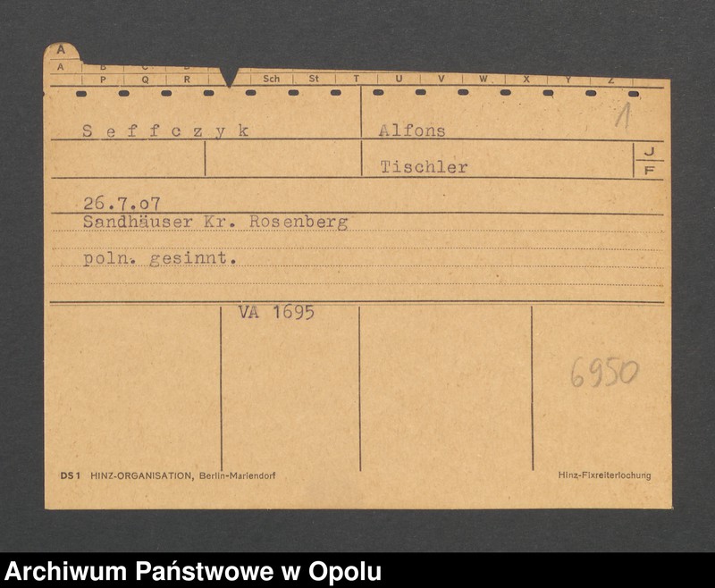 Obraz 3 z jednostki "[Seffczyk Alfons, ur. 26.7.1907, zam. Sandhäuser]"