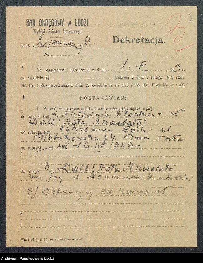 Obraz 5 z jednostki "Dall Asta Anacleto, Giovanni Battisto – cukiernia, chłodnia włoska"