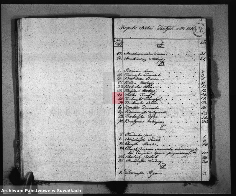 Obraz 20 z jednostki "Akta Zeszłych Gminy Filipowskiey od 1-go Stycznia 1816 R-u"