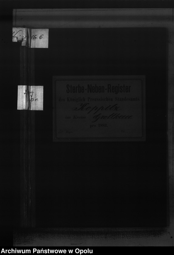 Obraz 2 z jednostki "Sterbe-Neben-Register Standesamts Koppitz pro 1883"