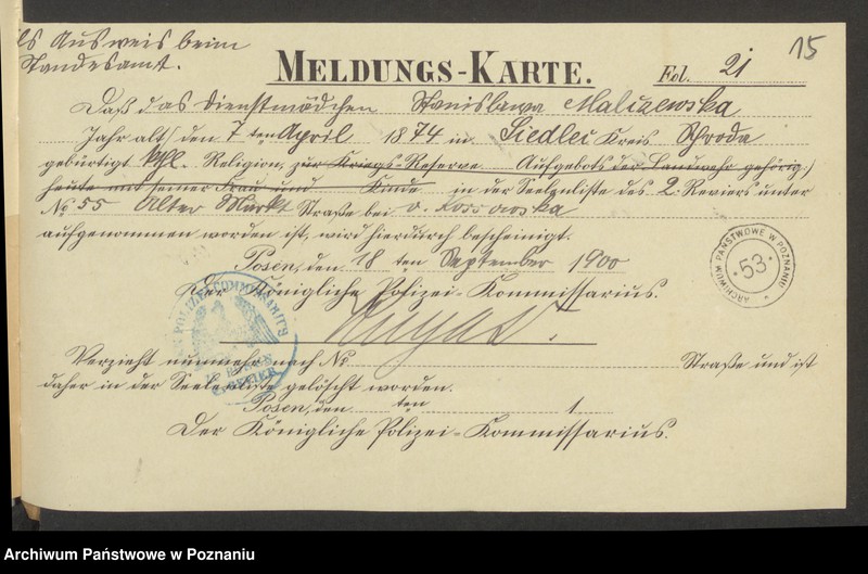 Obraz 17 z jednostki "Die von den Verlobten beigebrachten Urkunden zur Eheschliessung pro 1900"