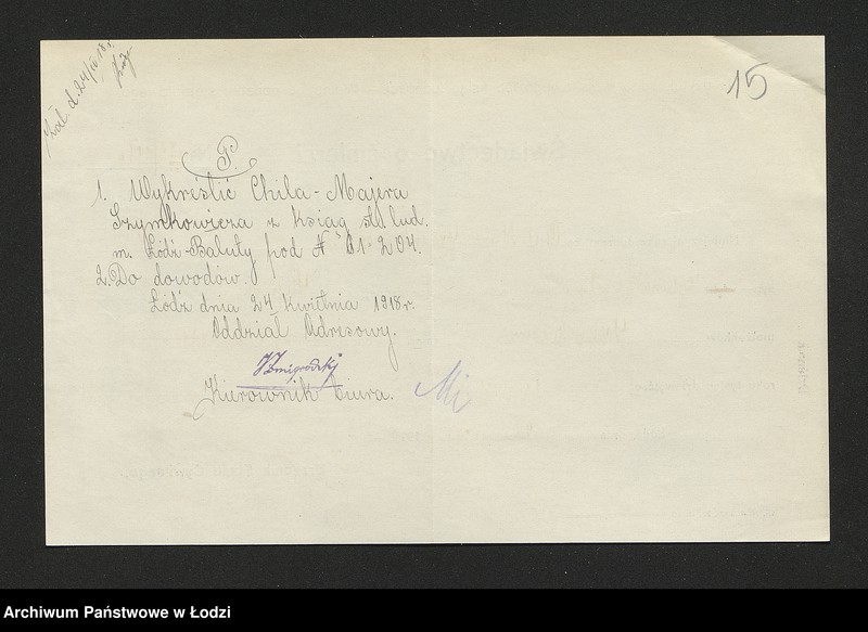 Obraz 17 z jednostki "Dowody metrykalne stałych mieszkańców osady Bałuty nr domu 61"