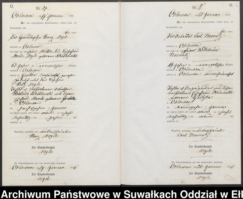 image.from.unit.number "Sterbe-Neben-Register des Preussischen Standes-Amtes Orlowen Kreis Loetzen"