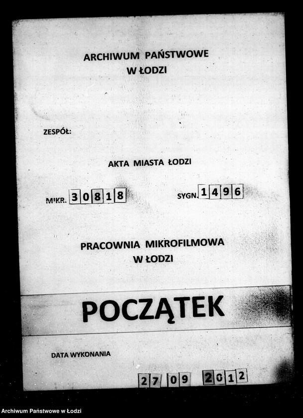 Obraz 1 z jednostki "Manuał przychodu i wydatku kasy ekonomicznej m. Łodzi na rok 1852"