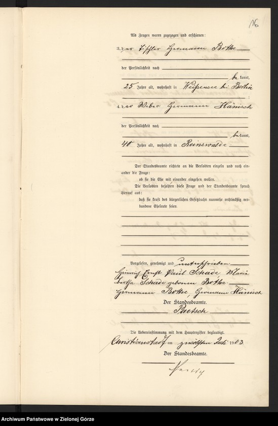 image.from.unit.number "Heiraths-Neben-Register im Standes-Amt Christianstadt a[m] B[ober] Kreis Sorau N[ieder] L[ausitz] pro 1903"