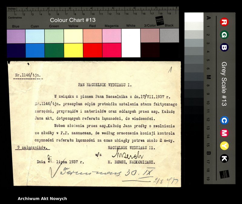 image.from.unit.number "[Kontrola Referatu Łączności Wydziału Organizacyjno - Wyszkoleniowego. Protokół, notatki.]"