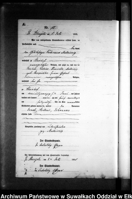 image.from.unit.number "Geburts-Neben-Register des Preussischen Standes-Amtes Gr. Strengeln Kreis Angerburg"