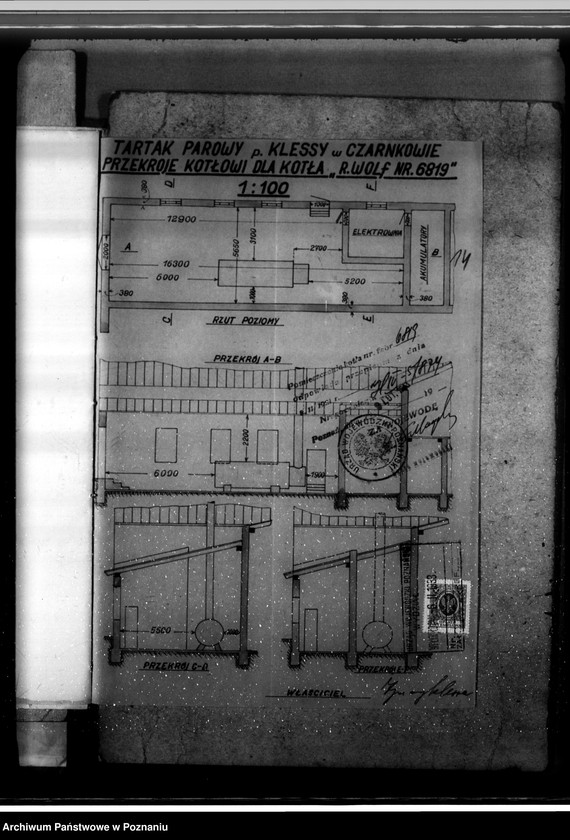 Obraz 20 z jednostki "Tartak w Czarnkowie Ignacego Klessy nr kotła fabr. 6819 nr kotła woj. 874"