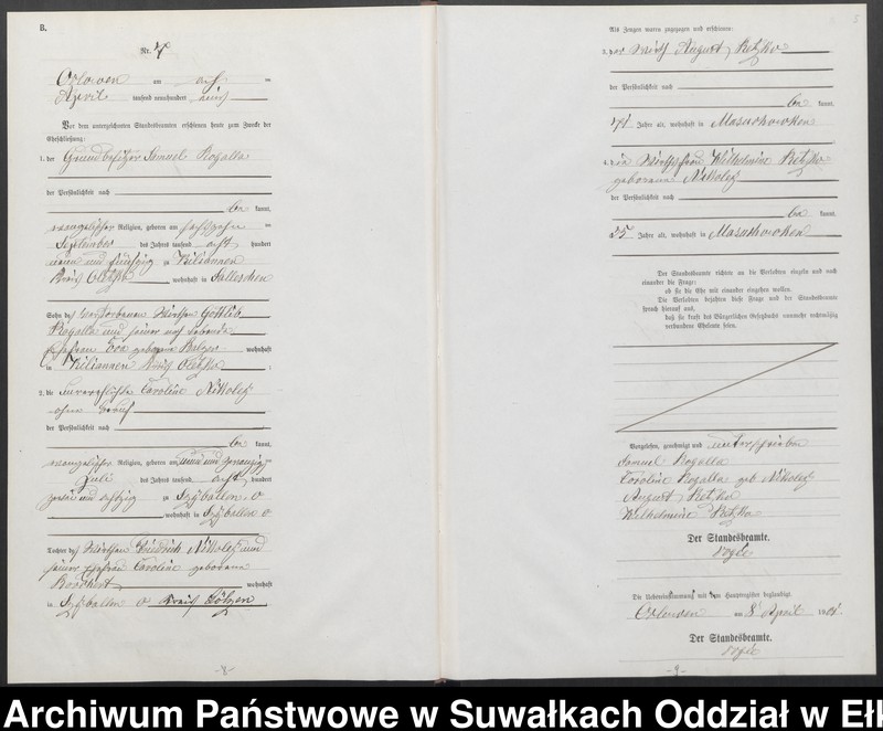 image.from.unit.number "Heiraths-Neben-Register des Preussischen Standes-Amtes Orlowen Kreis Loetzen"