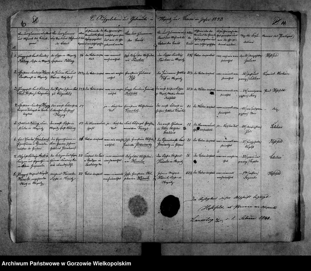 image.from.unit.number "Duplikate der Kirchenbücher von Wepritz und Friedrichstadt (Wieprzyce i przedmieście Gorzowa Wielkopolskiego), Giesen (Jeże)"