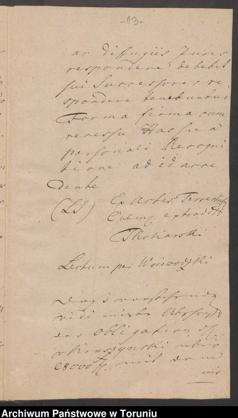 image.from.unit.number "Fundacja dla klasztoru benedyktynek w Grudziądzu na dobrach Lichtenfeld zapisana przez Antoniego Kruszyńskiego (1120 pruskiej monety) pokwitowania odbioru, spory"