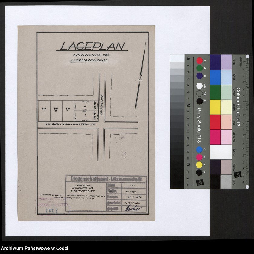 Obraz 1 z jednostki "Lageplan Spinnlinie Nr 154 Litzmannstadt"