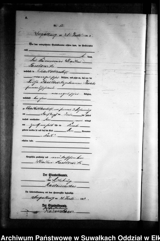 image.from.unit.number "Geburts-Neben-Register des Königlichen Preussischen Standes-Amtes Gr. Strengeln Kreis Angerburg"
