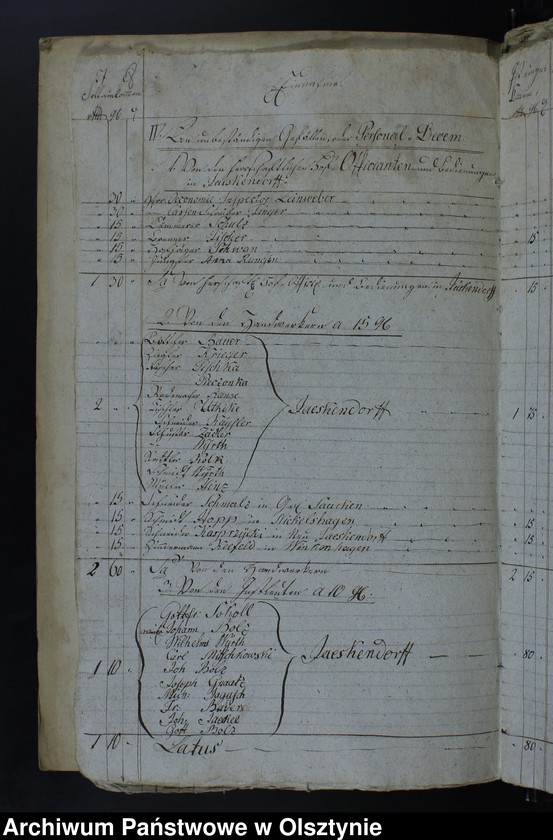 image.from.unit.number "Jahr Rechnung aller Einnahme und Ausgabe der Jäskendorffschen Kirche"