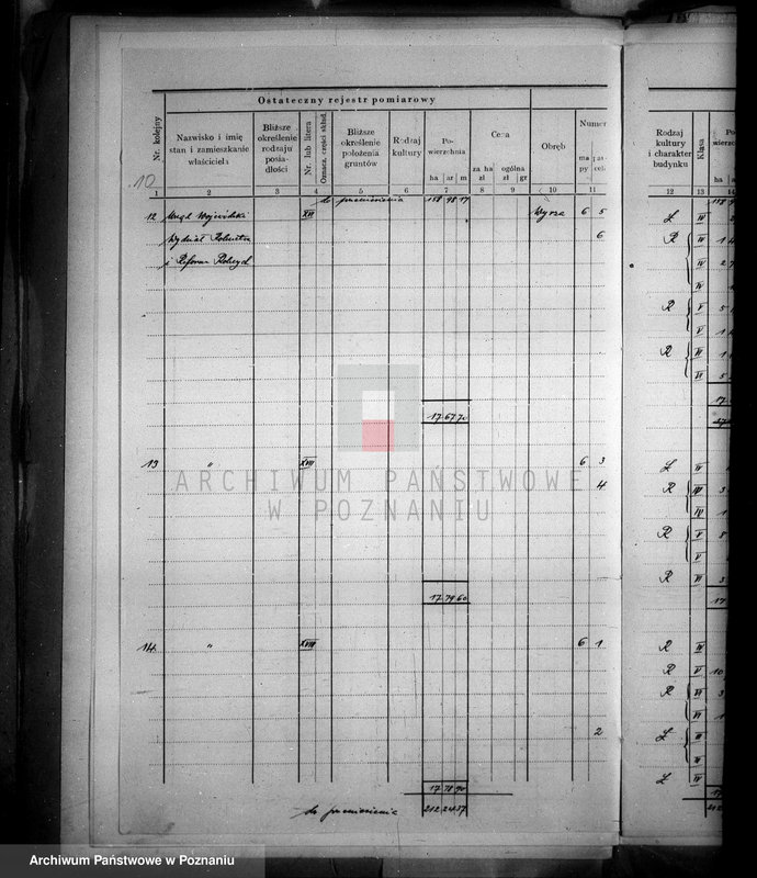 Obraz 14 z jednostki "Ostateczny rejestr pomiarowy majątku Wyrza powiatu wyrzyskiego"