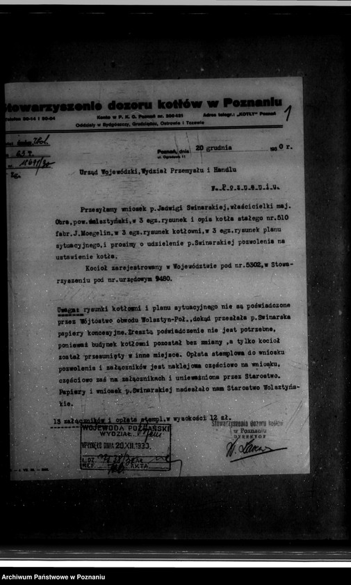 Obraz 5 z jednostki "Gorzelnia J. Świniarskiej Dominium Obra powiat wolsztyński nr woj. kotła 5302"