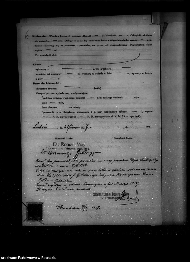 Obraz 10 z jednostki "Chemiczna Fabryka- Towarzystwo Akcyjne Dr R. Maya nr woj 5495 Luboń powiat poznański"