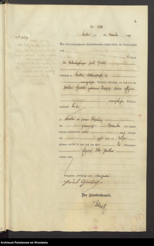 image.from.unit.number "Geburts-Haupt-Register Breslau IV 1909 Band 8"