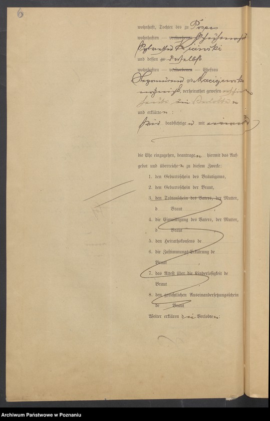 Obraz 11 z jednostki "Die von den Verlobten beigebrachten Urkunden zur Eheschliessung pro 1900"
