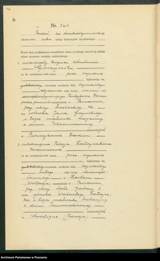 Obraz 14 z jednostki "Księga miejscowa małżeństw tom III [Rejestr główny małżeństw]"