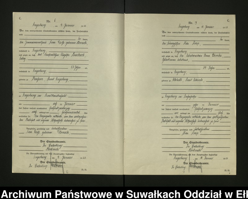 image.from.unit.number "[Sterbe - Register (Neben - Register) Standesamt Angerburg einschl. der Bezirke Gross Strengeln, Kehlen und Prinowen]"
