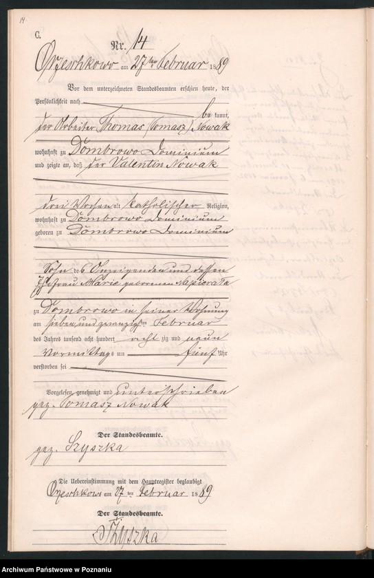 Obraz 17 z jednostki "Księga zgonów"