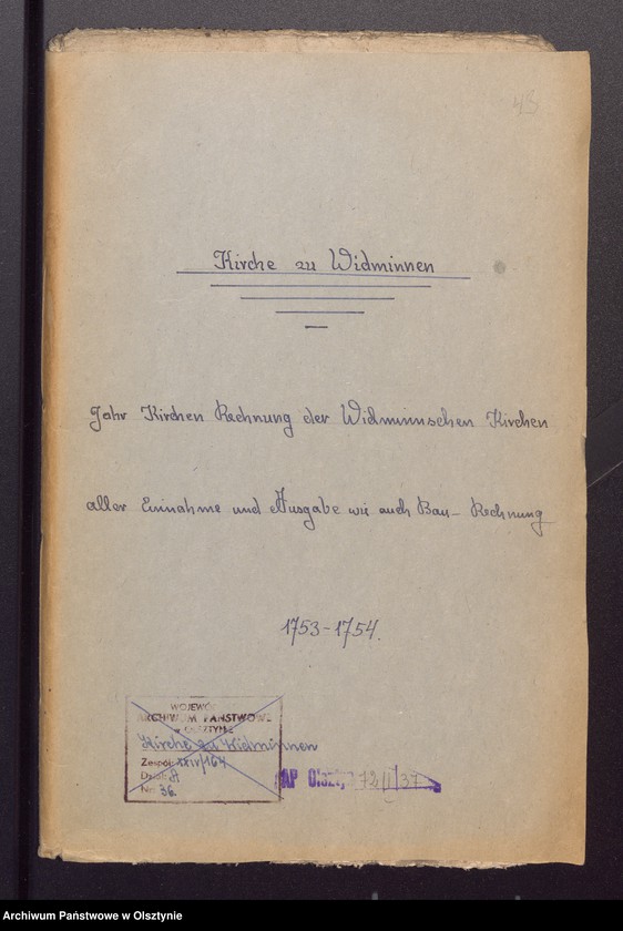 image.from.unit.number "Jahr Kirchen Rechnung der Widminschen Kirchen aller Einnahme und Ausgabe wie auch Bau-Rechnung"