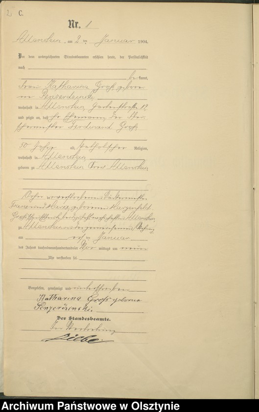 image.from.unit.number "Sterbe-Haupt-Register Tom I, Nr 1 - 398"