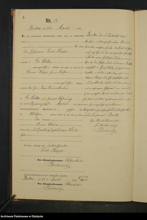 Obraz 17 z jednostki "Geburts-Neben-Register Nr 1 - 48"