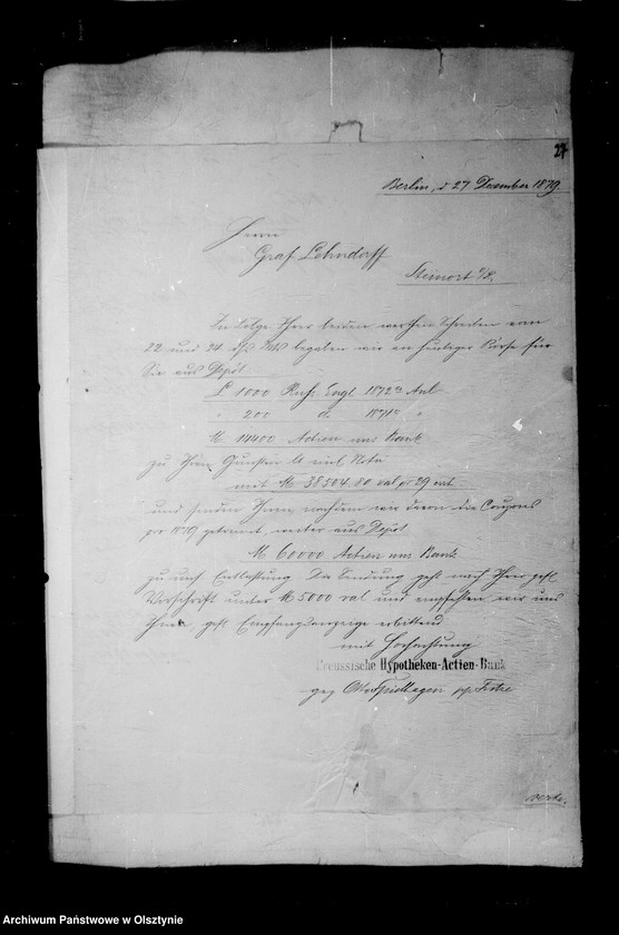 image.from.unit.number "/Akten betr. Geldgeschäfte der Lehndorff mit der Preuss. Hypotheken- Aktien- Bank, Berlin/"