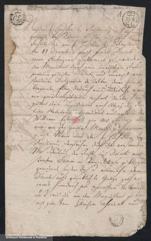 Obraz 3 z jednostki "Korespondencja, zarządzenia, wyroku władzy zwierzchniej miasta Leszna tj. Ant. Sułkowskiego i jego urzędników w sprawach administracyjno - porządkowych, finansowych i spornych; język niemiecki"