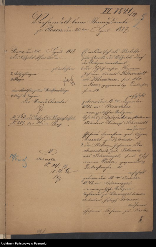 Obraz 7 z jednostki "Die von den Verlobten zum Aufgebot beigebrachten Urkunden pro 1877"