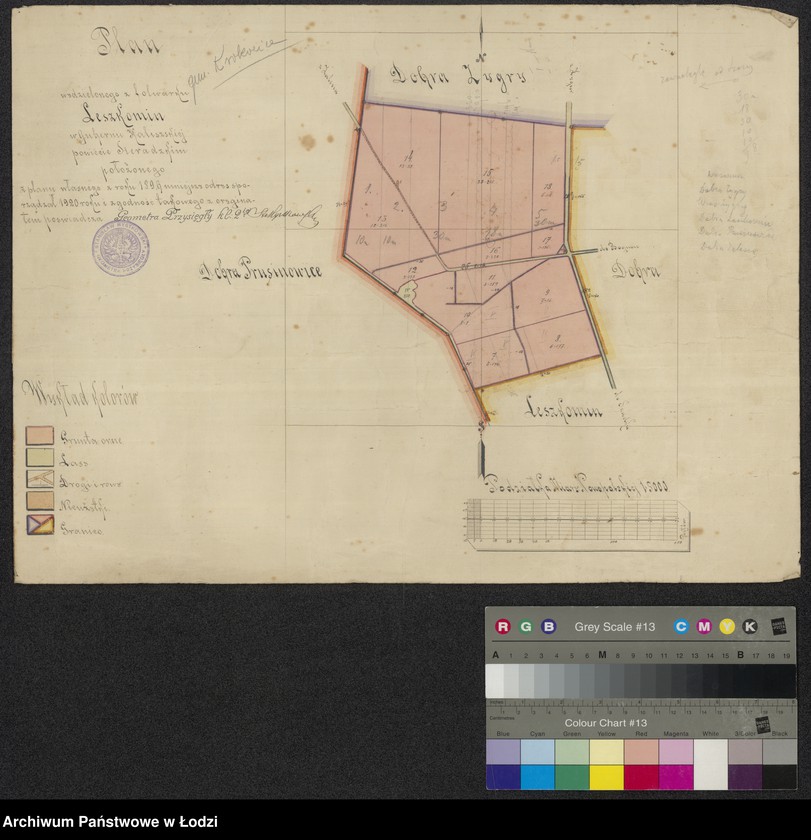 Obraz 1 z jednostki "Plan wydzielonego z folwarku Leszkomin w ... powiecie sieradzkim położonego"