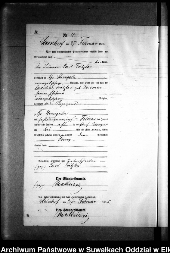 image.from.unit.number "Geburts-Neben-Register des Preussischen Standes-Amtes Gr. Strengeln Kreis Angerburg"