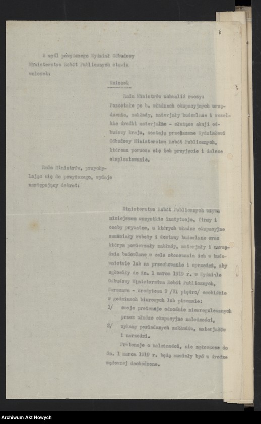 image.from.unit.number "Wnioski do Prezydium Rady Ministrów - Min. Robót Publ., Min. Sprawiedliwości, Min. Spr. Wojsk., Min. Spr. Wewn."