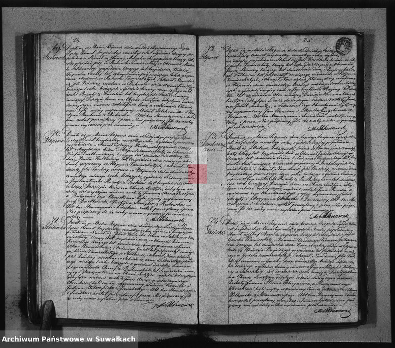 image.from.unit.number "Duplikat Aktów Urodzonych Zaślubionych i Zeszłych Urzędnika Stanu Cywilnego Parafij Filipowskiey z Roku 1834-go"